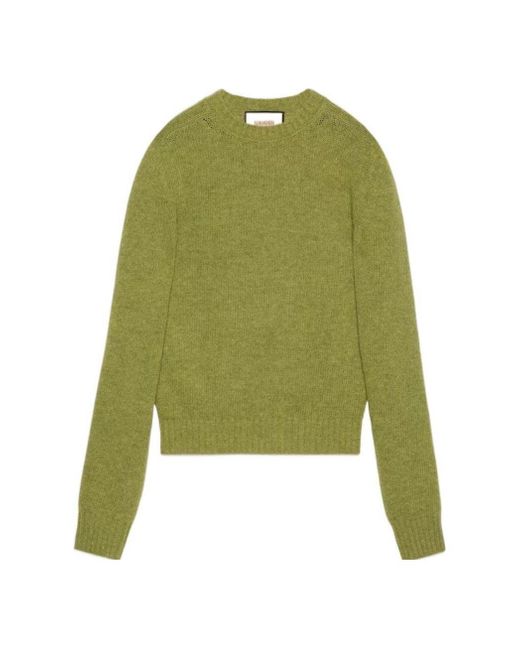 Gucci Green Logo Embroidery Wool Sweater for men