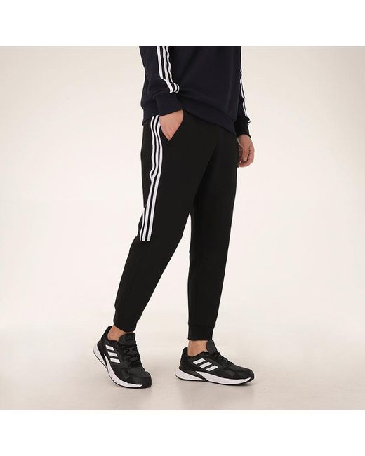Adidas Black Casual Sports Bundle Feet Lacing Stripe Knit Long Pants for men