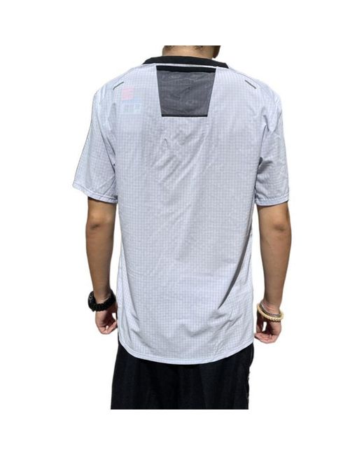 Nike Blue Solid Color Plaid Round Neck Pullover Breathable Short Sleeve T-Shirt for men