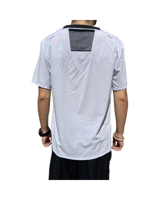 Nike Blue Solid Color Plaid Round Neck Pullover Breathable Short Sleeve T-Shirt for men