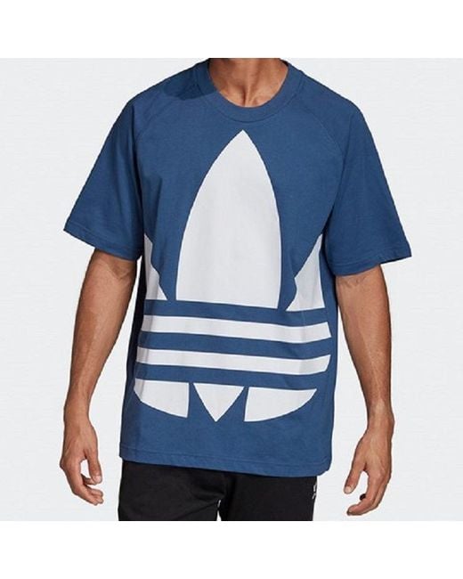 Adidas Blue Originals Large Logo Printing Short Sleeve for men