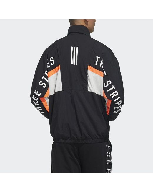Adidas Black Outlets Stand Collar Casual Sports Jacket for men