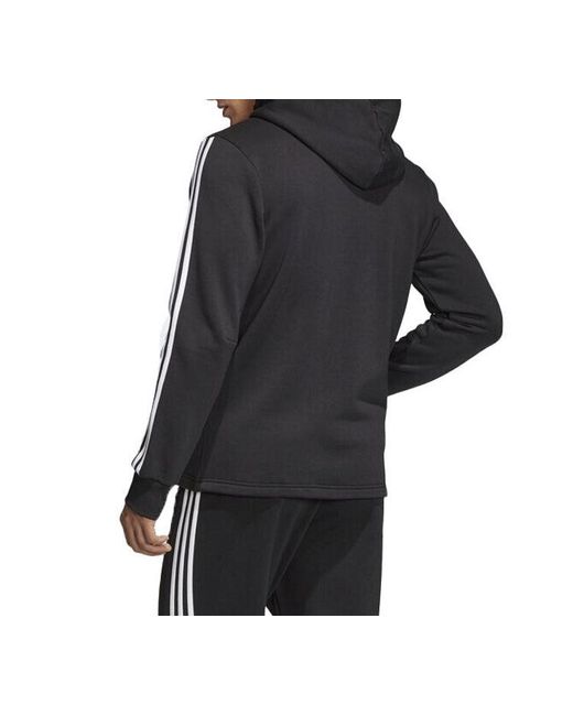 Adidas Black Printing Sports Fleece Lined Hooded Knit Jacket for men