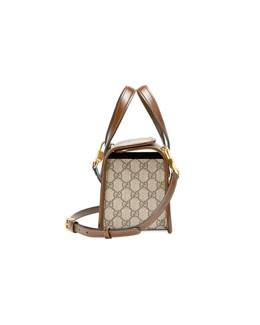 Gucci Brown (Wmns) Canvas Horsebit 1955 Old Flower Logo Single-Shoulder Bag Mini