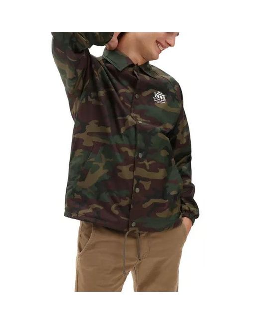 Vans Black Logo Printing Lapel Windproof Jacket Camouflage for men
