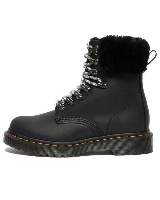 Dr. Martens Black (Wmns) 1460 Stay Warm Wear-Resistant Fur Martin Boots