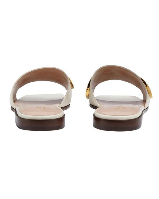 Gucci White (Wmns) Cara Grained Leather Slip-On Sandal 'Off-