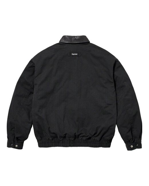 Supreme Black Leather Collar Utility Jacket for men