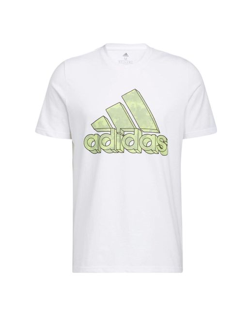 Adidas White Alphabet Logo Sports Round Neck Pullover Short Sleeve T-Shirt for men