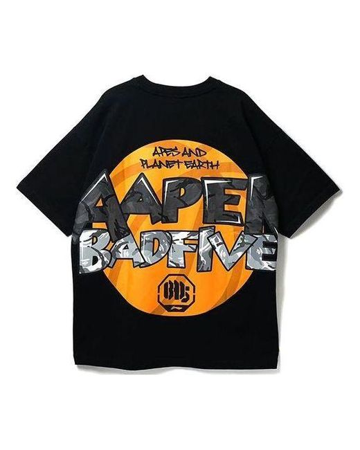 Li-ning Black X Aape Badfive Graphic Loose Fit T-shirt for men