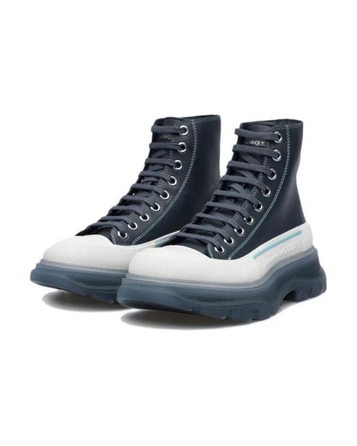 Alexander McQueen Blue Tread Slick Lace-up Boots
