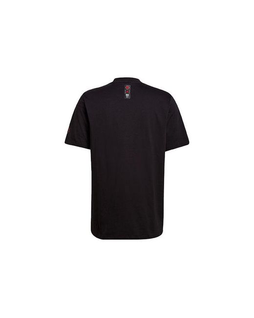 Adidas Black Mufc Cny Tee Limited Logo Printing Manchester United Soccer/Football Round Neck Short Sleeve for men