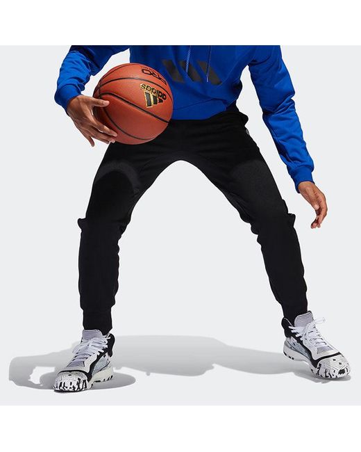 Adidas Black Sports Casual Fleece Basketball Trousers for men