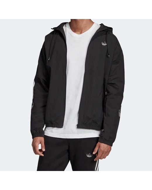 Adidas Black Originals Casual Sports Zipper Hooded Jacket for men