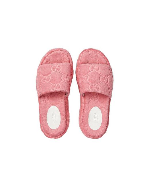 Gucci Pink GG Terry Platform Sandal