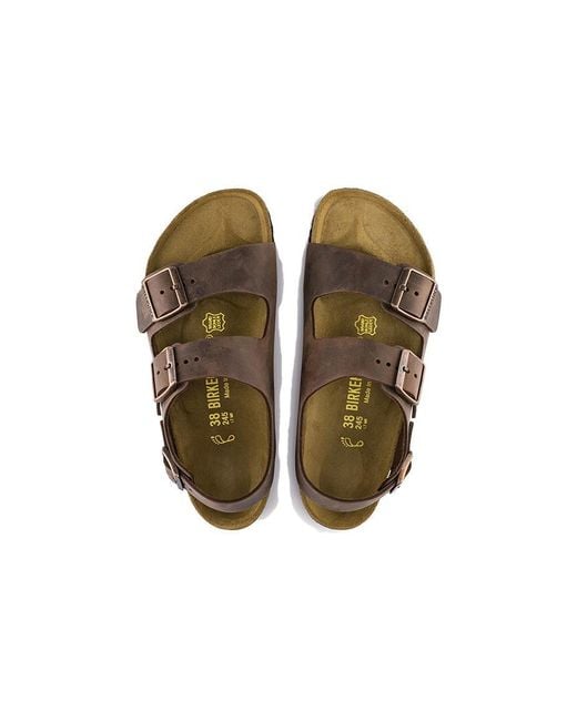 Birkenstock Brown Milano Oiled Leather Narrow Fit 'Habana' 0034873 for men