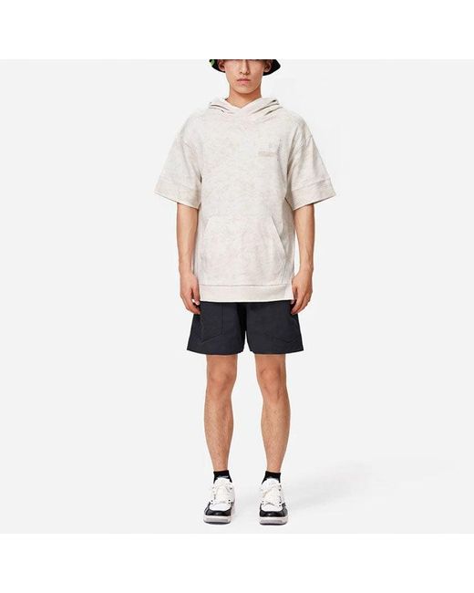 Li-ning White X Jackie Chan Short Sleeve Hoodie 'Pearl' for men