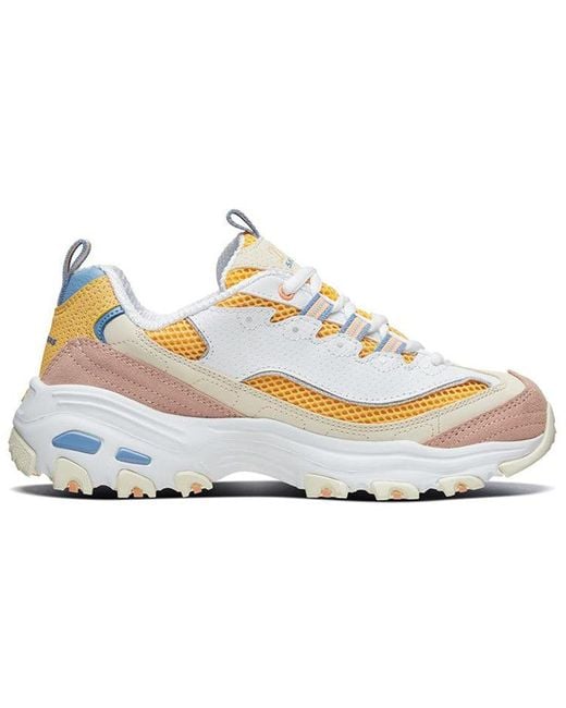 Skechers White (Wmns) D'Lites 1.0 Low Running Shoes Gs