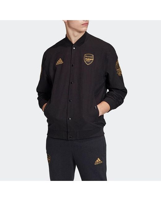 Adidas Black Stand Collar Arsenal Aviator Sports Jacket for men