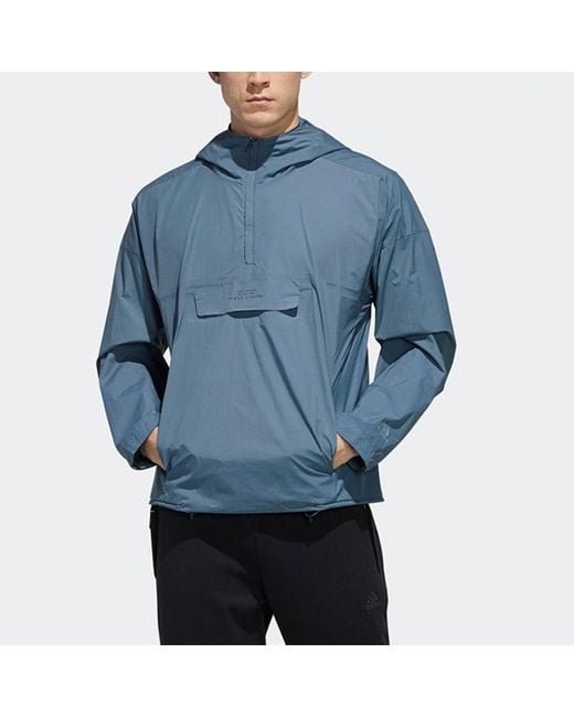 Adidas Blue Sports Woven Pullover Jacket for men
