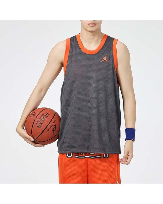 Nike Orange Sport Dna Logo Printing Reversible Breathable Basketball Sports Vest for men