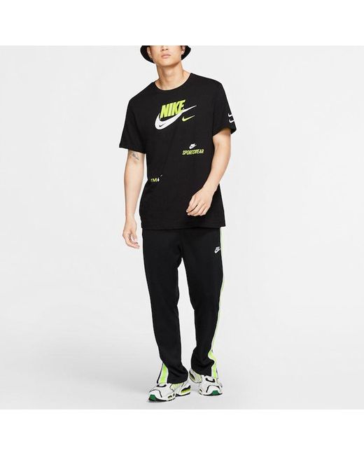 Nike Black Alphabet Logo Sports Short Sleeve for men