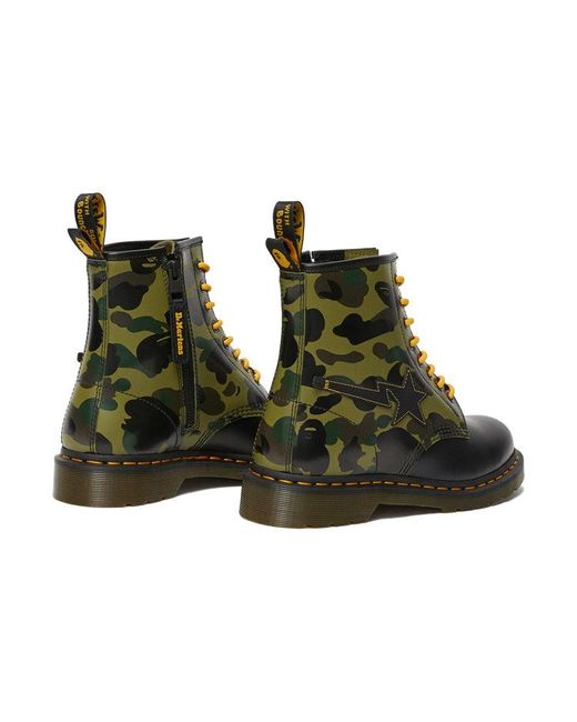 Dr. Martens Black A Bathing Ape X 1460 Zip 'Camo' for men