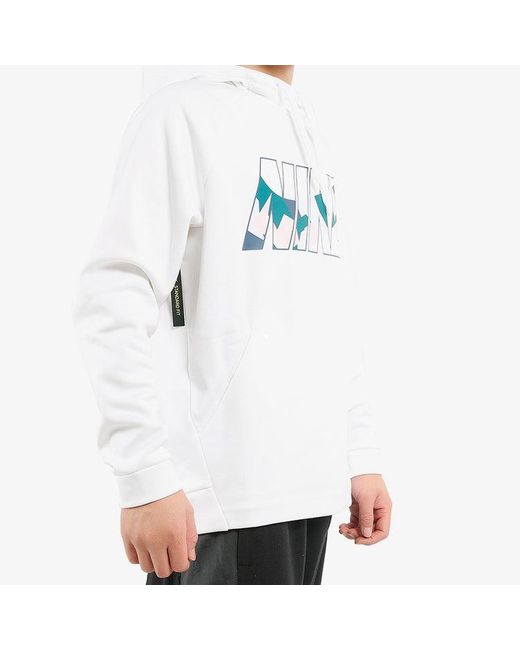 Nike White Logo Printing Fleece Lined Stay Warm Sports Pullover Drawstring for men