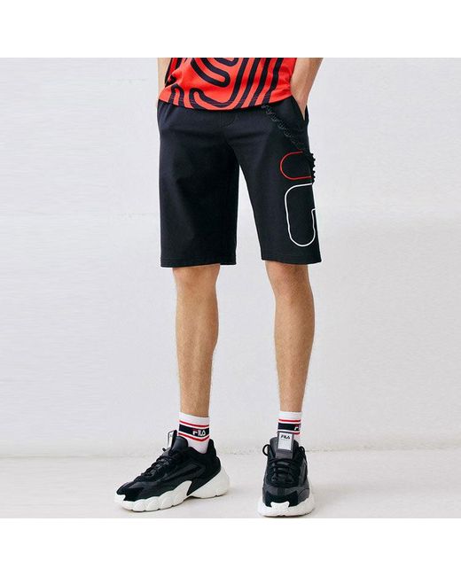 Fila Blue Alphabet Logo Knit Casual Sports Shorts for men
