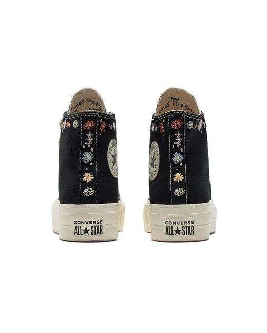 Converse Black (Wmns) Chuck Taylor All Star Lift Platform High 'Embroidered Floral