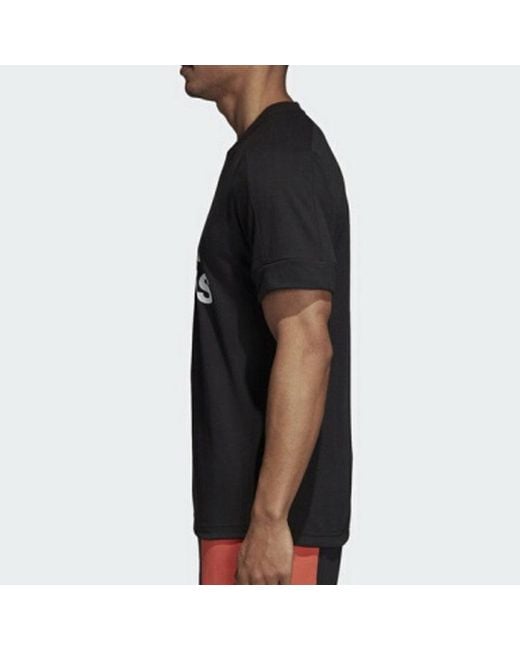 Adidas Black Large Logo Printing Round Neck Pullover Short Sleeve T-Shirt for men