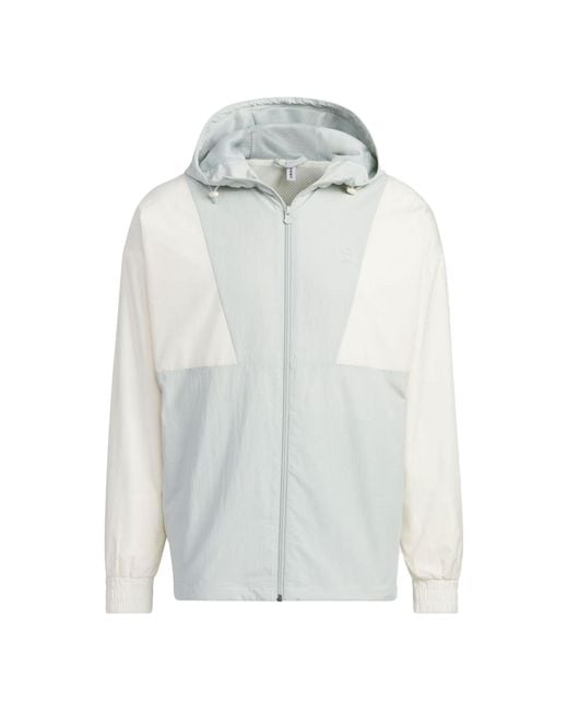 Adidas White Neo Essentials Windbreaker Jackets for men