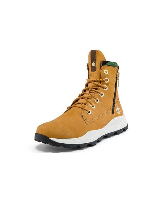 Timberland Brown Brooklyn Side Zip Sneaker Wide Fit Boot 'Wheat Nubuck With Camouflage' for men