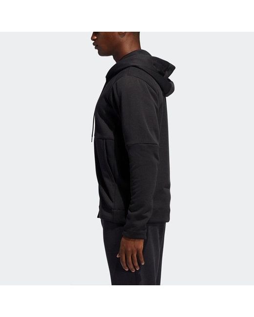 Adidas Black Athleisure Casual Sports Cardigan Hooded Jacket for men