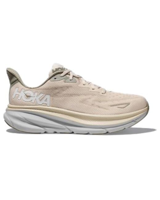Hoka One One White Clifton 9 2E Wide 'Oat Milk' for men