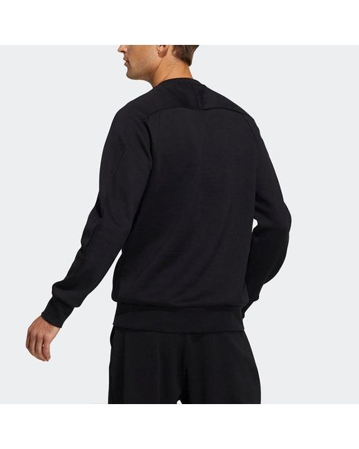 Adidas Black Th Swt Dk Ref Logo Printing Sports Pullover Round Neck for men