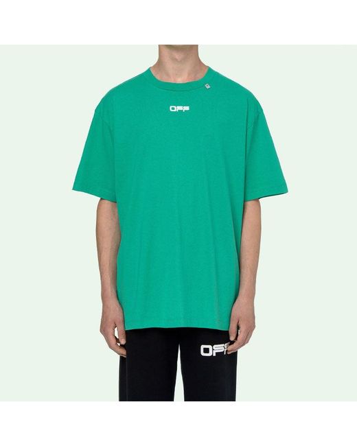 Off-White c/o Virgil Abloh Green Caravaggio Square Back Printing Short Sleeve Loose Version O Virgil Abloh Tee for men
