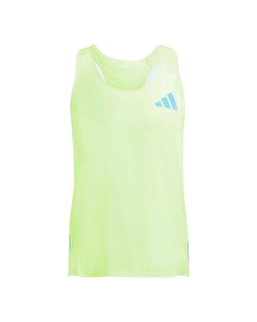 Adidas Green Adizero Road To Records Singlet Asia Sizing 'Lucid Lemon' for men