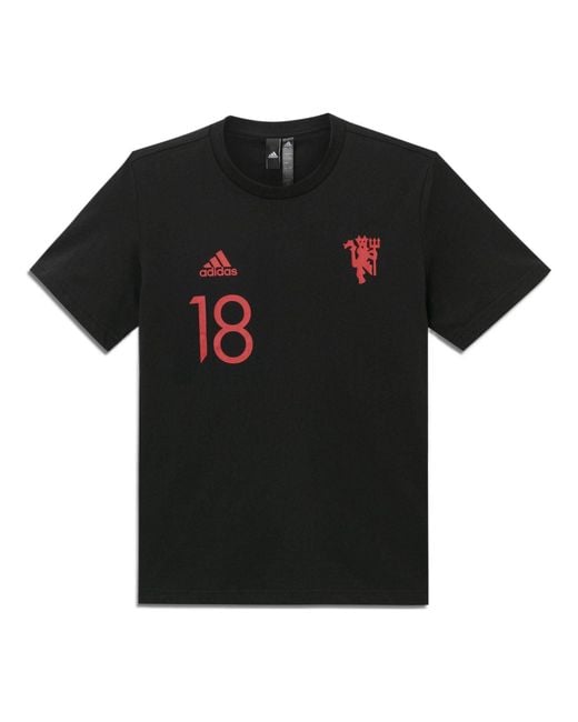 Adidas Black Mufc Gfx T 10 Manchester United Soccer/Football Sports Short Sleeve Ic1440 for men
