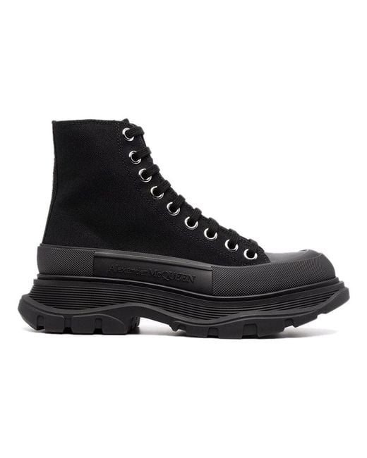 McQueen Black (Wmns) Tread Slick Lace Up Boot