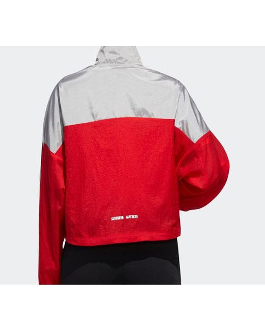 Adidas Red (Wmns) Urban Anorak Tatting Stitching Hooded Jacket