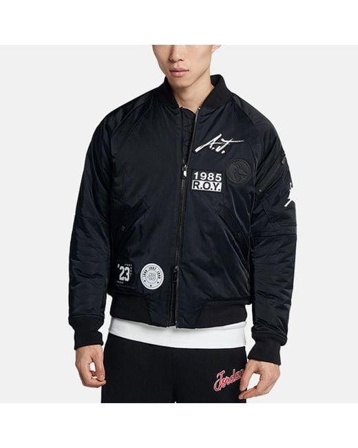 Nike Black Ma-1 Baseball Collar Aviator Jacket Sports Padded Jacket for men