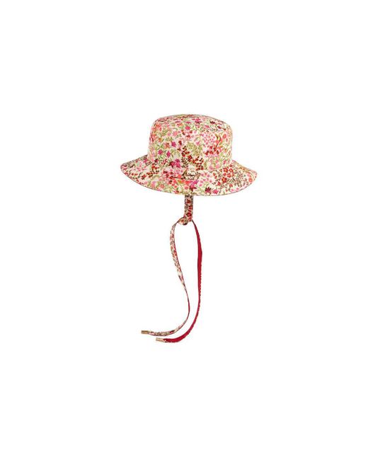 Gucci Red Floral Print Hat With Eschatology Label