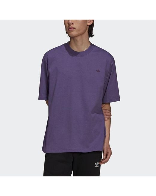 Adidas Purple Originals C Tee Solid Color Small Label Loose Sports Short Sleeve Couple Style for men