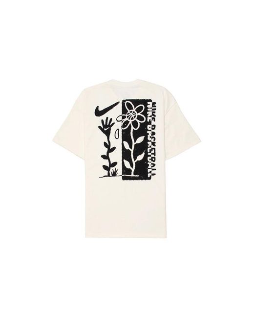 Nike White Basketball Sports Graffiti Printing Short Sleeve Us Edition Creamy for men