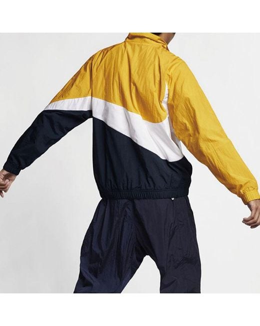 Nike Yellow Zipper Knitted Colorblock Sports Windproof Jacket for men