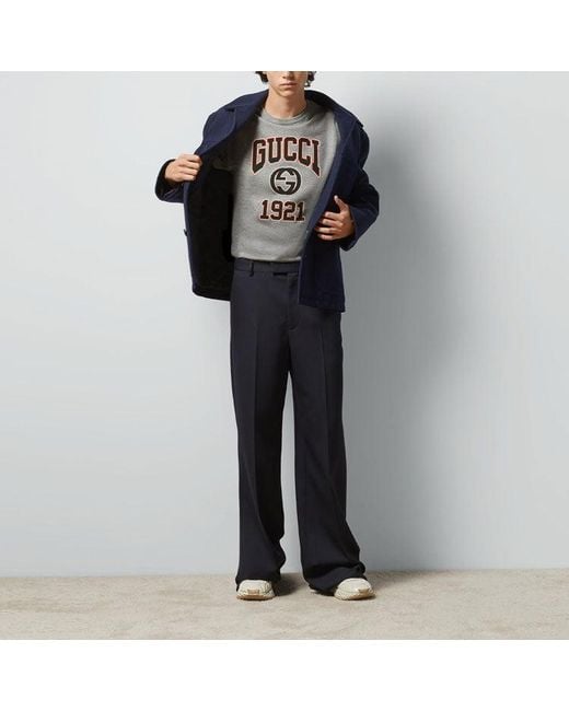 Gucci Gray Cotton Jersey Printed T-Shirt for men
