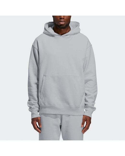 Adidas Gray Originals X Pw Basics Hood Embroidered Monogrammed Hooded Sweater