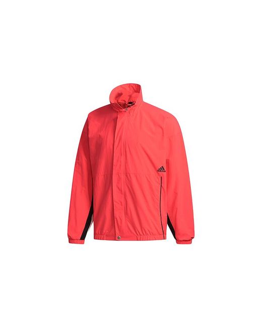 Adidas Red Alphabet Colorblock Stand Collar Jacket for men