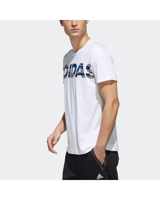 Adidas White Logo Large Alphabet Printing Short Sleeve for men